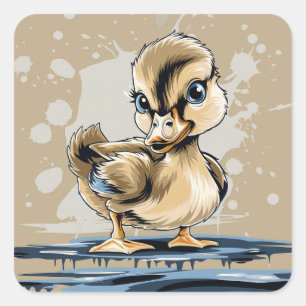 Sticker Carré Cute canard