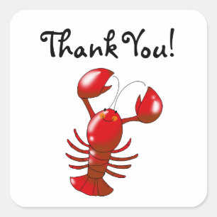Sticker Carré Cute caricature homard merci