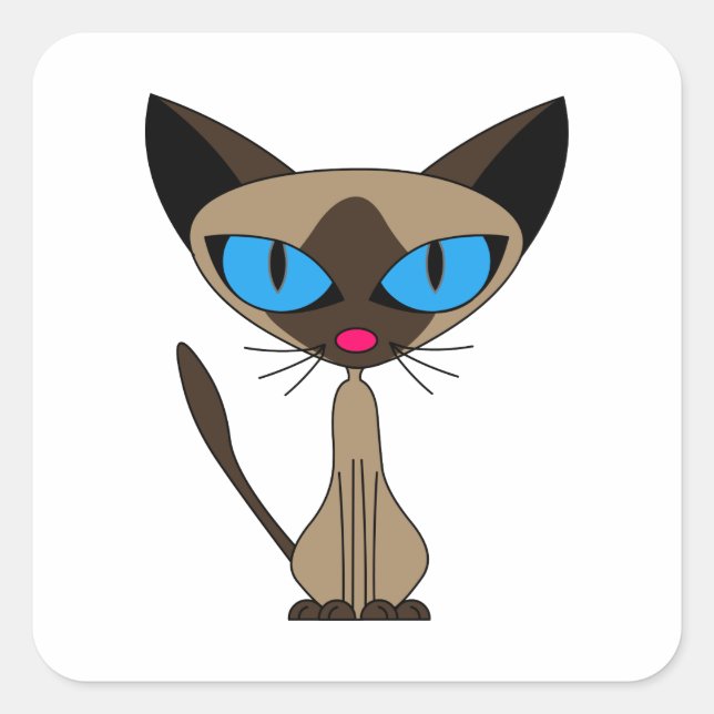 Sticker Carré Cute Carré chat siamese (Devant)