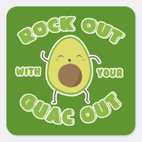 Cute Cartoon Avocado "Rock Out With Your Guac Out"