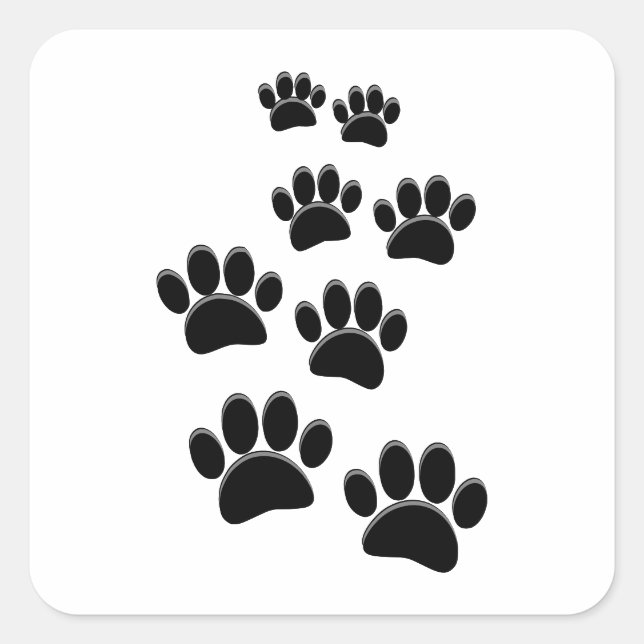 Sticker Carré Cute Cartoon Pet Paw Trail Blck (Devant)
