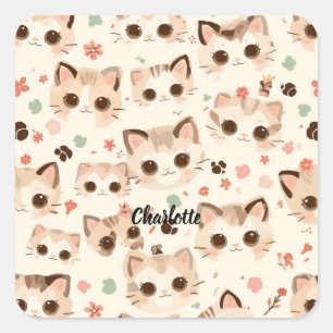 Sticker Carré Cute Chat simple chaton Motif