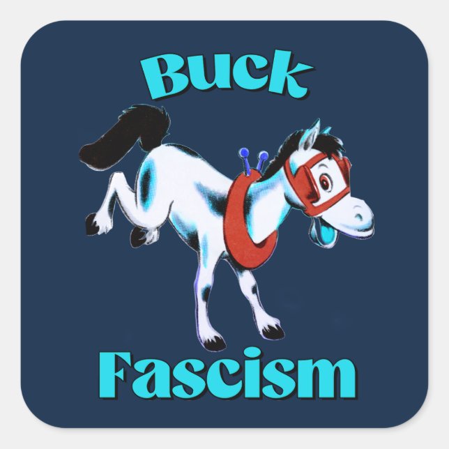 Sticker Carré Cute Cheval Rétro - Fascisme Buck (Devant)
