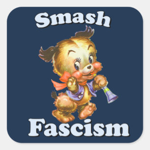 Sticker Carré Cute Chiot Rétro - Fascisme Smash