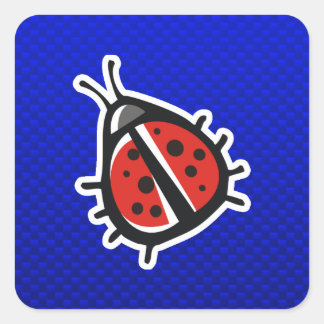 Sticker Carré Cute coccinelle ; Bleu