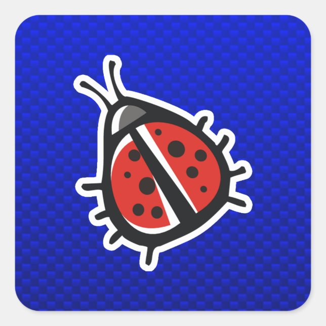 Sticker Carré Cute coccinelle ; Bleu (Devant)