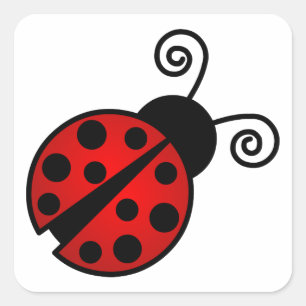 Sticker Carré Cute coccinelle - Rouge et Noir
