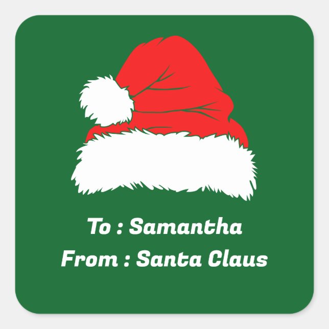 Sticker Carré Cute Custom From Santa Claus Green Christmas Gift (Devant)
