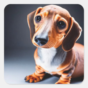 Sticker Carré Cute Dachshund