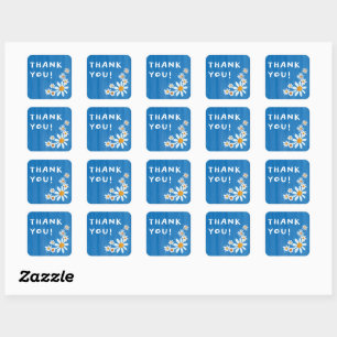 Sticker Carré Cute Daisies Gouache MERCI de Baby shower personna