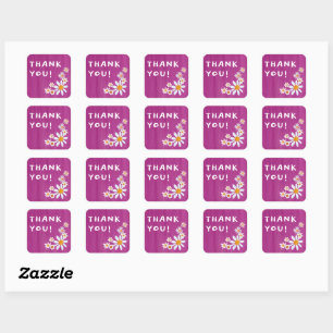 Sticker Carré Cute Daisies Gouache MERCI de Baby shower personna