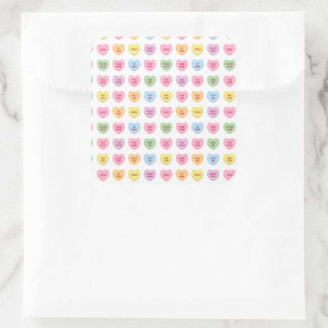 Sticker Carré Cute drôle girly conversation personnalisée bonbon (Sac)