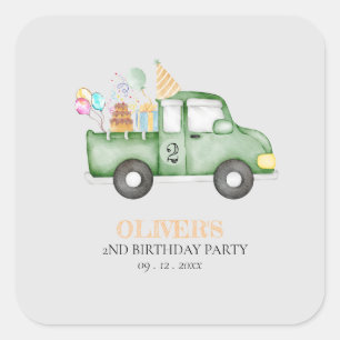 Sticker Carré Cute Dusky Green N'importe quel âge fête d'anniver