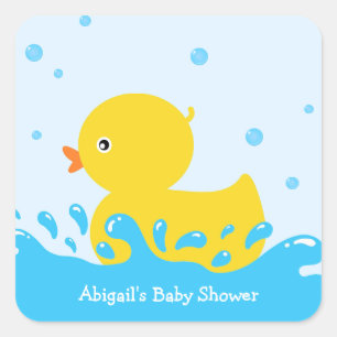 Sticker Carré Cute en caoutchouc Canard bébé Baby shower garçon