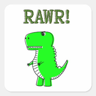 Sticker Carré Cute et en colère Rex RAWR