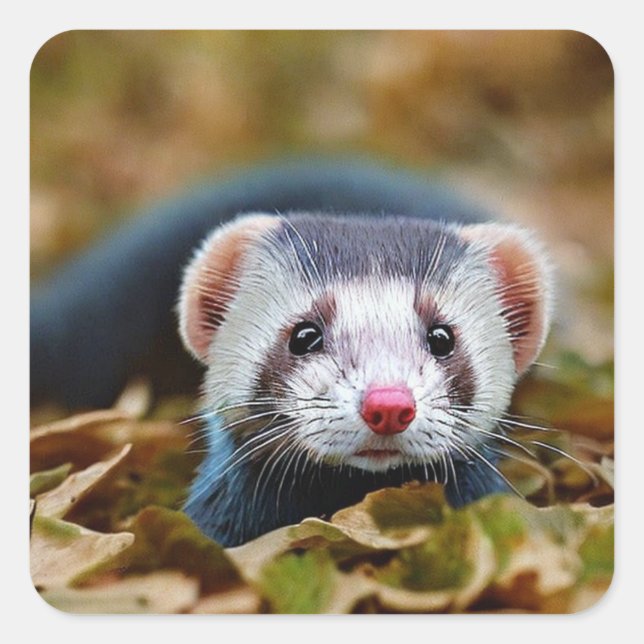 Sticker Carré Cute Ferret (Devant)