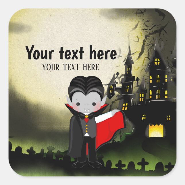 Sticker Carré Cute fête d'Halloween Dracula (Devant)
