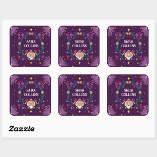 Sticker Carré Cute Flower Skull Motif Girls School & College