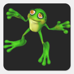 Sticker Carré Cute Froggy verte