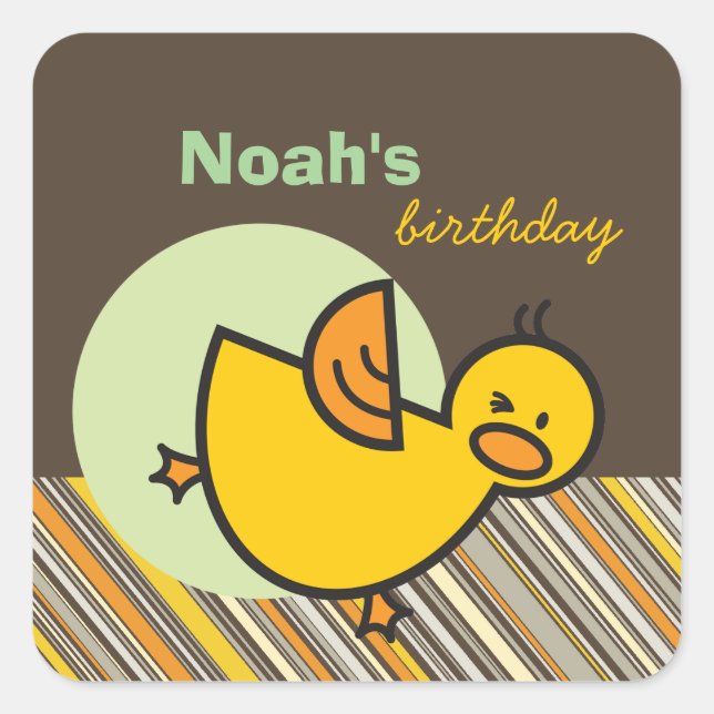 Sticker Carré Cute Fun Duckies Canards Enfants Fête d'anniversai (Devant)