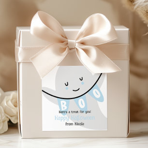 STICKER CARRÉ CUTE GHOST BOO HALLOWEEN KIDS TRAITER