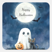 Cute Ghost et Black Cat Halloween