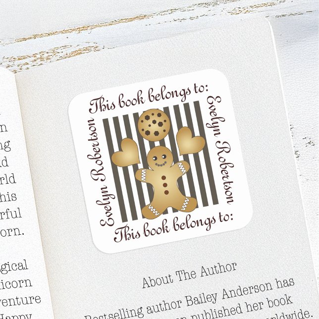 Sticker Carré Cute Gingerbread Man Cookie Plaque de réservation (Créateur téléchargé)