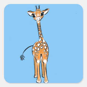 Sticker Carré Cute Giraffe drawing, safari animals