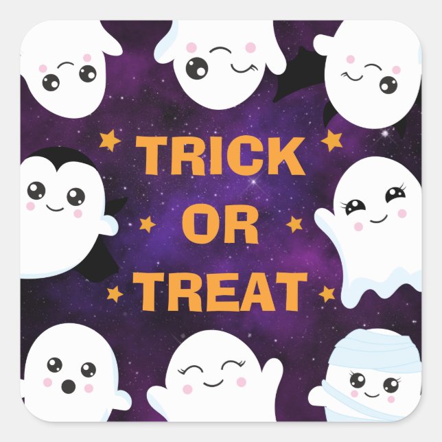 Sticker Carré Cute Halloween (Devant)
