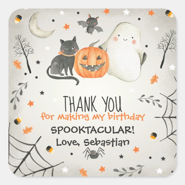 Sticker Carré Cute Halloween Ghost Spooktacular Anniversaire Fav (Devant)