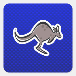 Sticker Carré Cute Kangaroo ; Bleu