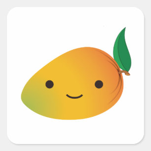 Sticker Carré Cute Kawaii Mango souriant