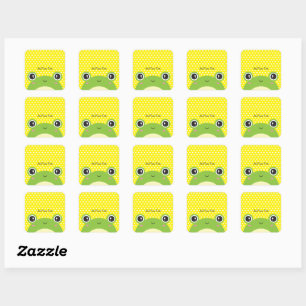 Sticker Carré Cute Kawaii Peek-a-Boo Frog Personnalisé
