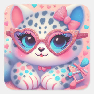 Sticker Carré Cute Kitty