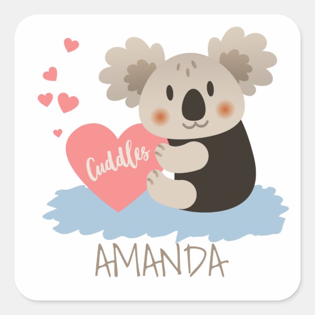 Sticker Carré Cute Koala Cuddles ID386 (Devant)