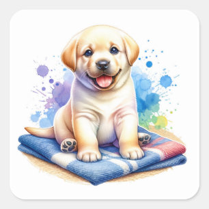 Sticker Carré Cute Labrador Retriever Puppy