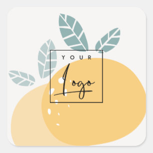 Sticker Carré Cute Lemon Vert Abstrait Gras Fruité Agrumes Logo