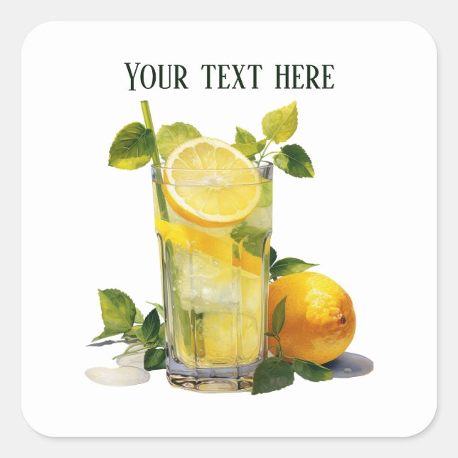 Sticker Carré Cute limonade ajouter du texte Affaires (Devant)