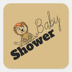 Sticker Carré Cute Lion Cub, Baby shower