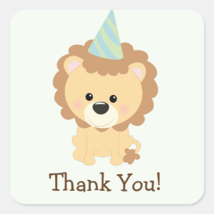 Sticker Carré Cute Lion Jungle Merci animal