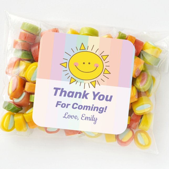 Sticker Carré Cute Little Rainbow Sunshine Merci Pour Venir (Créateur téléchargé)