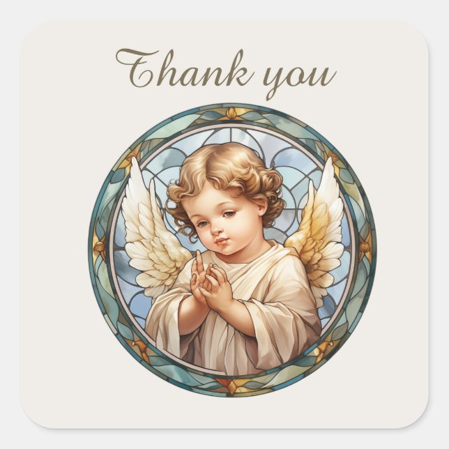 Sticker Carré Cute Merci céleste Angel religieux (Devant)