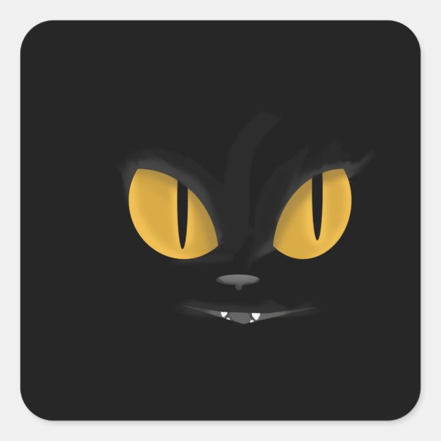 Sticker Carré Cute Mischievous Chat Noir avec les doigts (Devant)