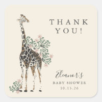 Cute Modern Floral Giraffe Baby shower simple