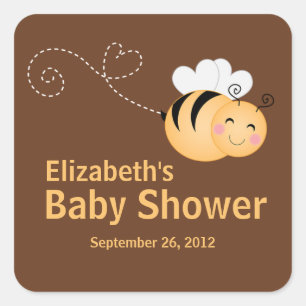 Sticker Carré Cute Modern Honey Bee Baby shower Invitation