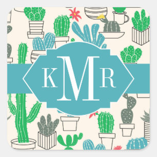 Sticker Carré Cute Motif Floral naturel