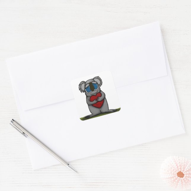 Sticker Carré Cute Ours Koala (Enveloppe)