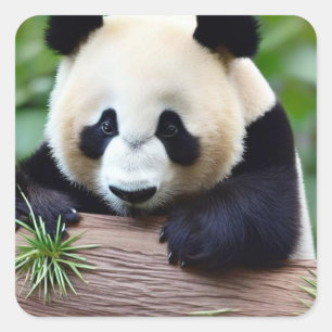 Sticker Carré Cute ours Panda