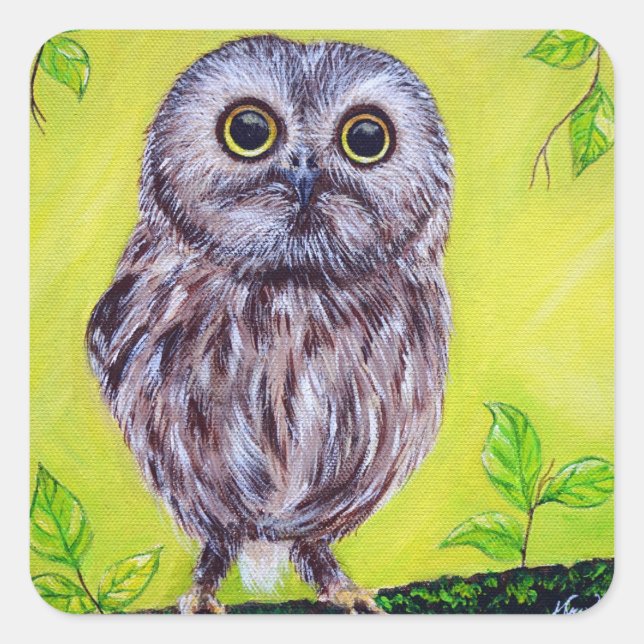Sticker Carré Cute Owl (Devant)