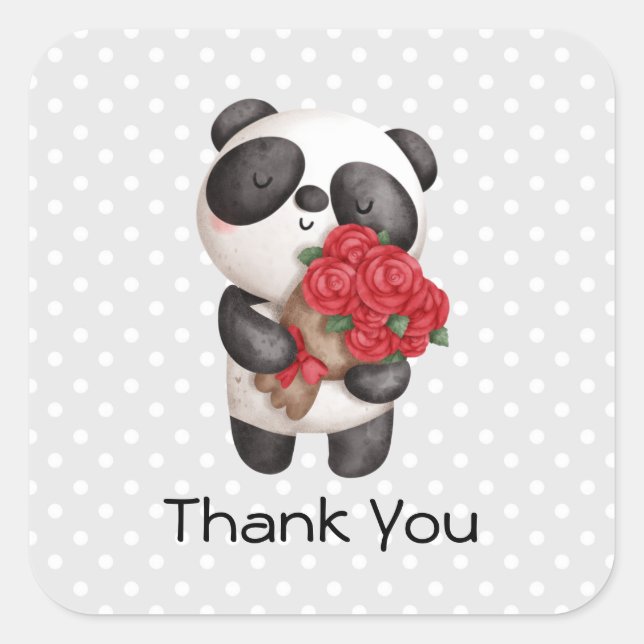 Sticker Carré Cute Panda (Devant)